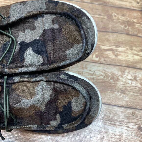 Hey Dude Wally Linen Youth Camo Size Y6 W7 EU 38 Camouflage Slip On - Picture 9 of 15